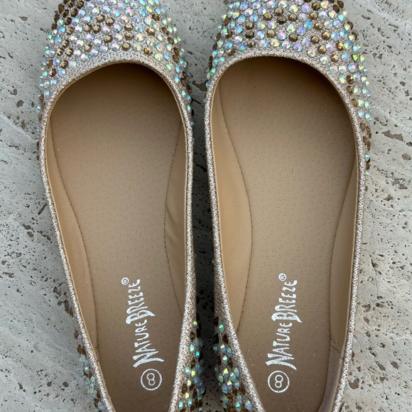 ✨NEW✨Champagne Gold Embellished Ballet Flats - Picture 2 of 11